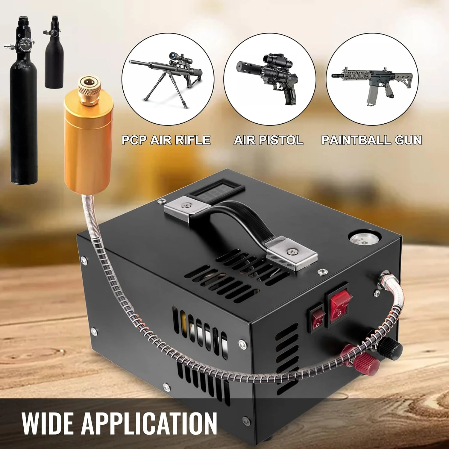 پمپ کمپرسور هوای PCP قابل حمل SPLIND، 4500Psi 30Mpa، فشار قوی 110V/220VAC 12VDC به همراه ترانسفورماتور برای تفنگ بادی