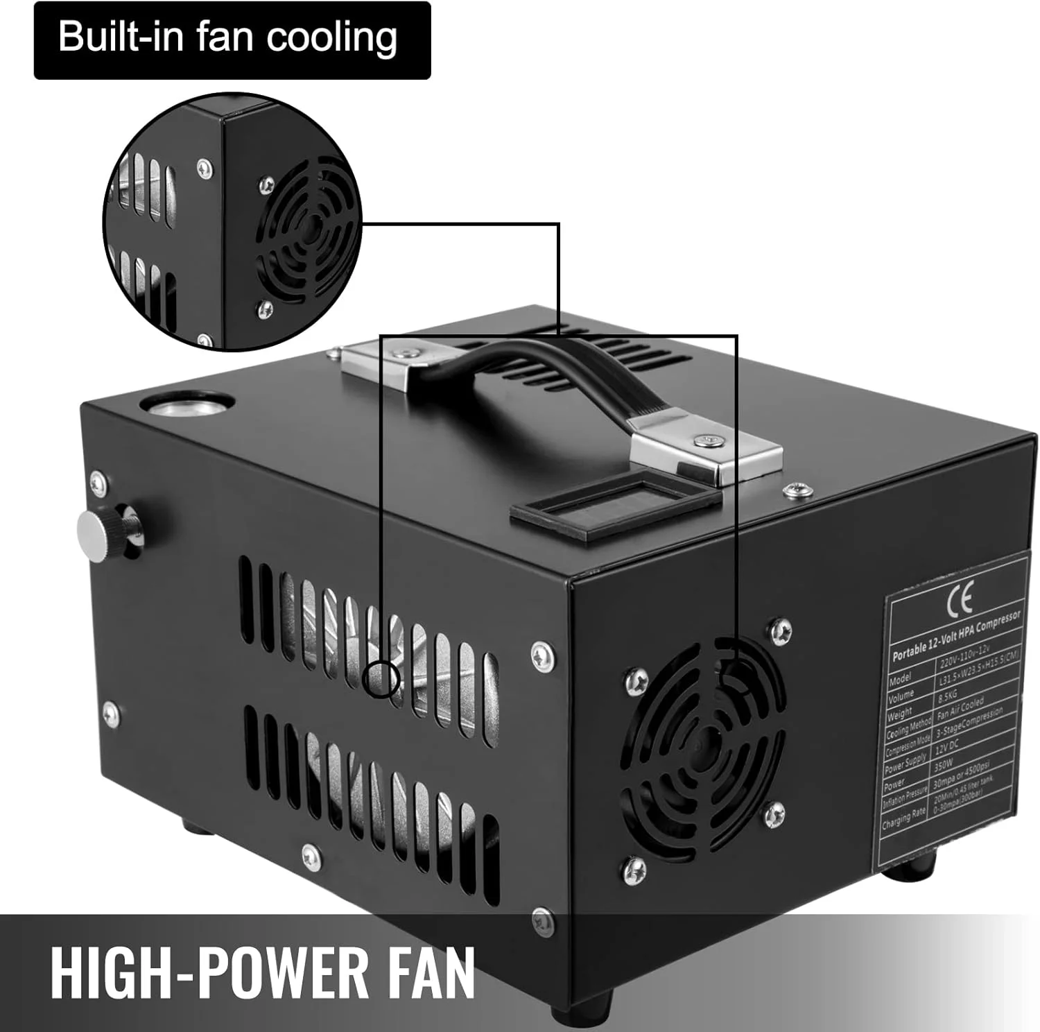 پمپ کمپرسور هوای PCP قابل حمل SPLIND، 4500Psi 30Mpa، فشار قوی 110V/220VAC 12VDC به همراه ترانسفورماتور برای تفنگ بادی