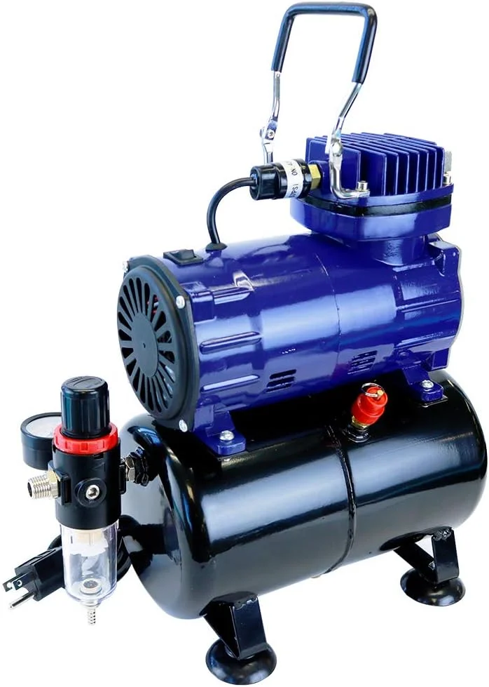 کمپرسور پاشه D3000R با توان 1/5 اسب بخار، به همراه مخزن، تنظیم کننده و تله رطوبت