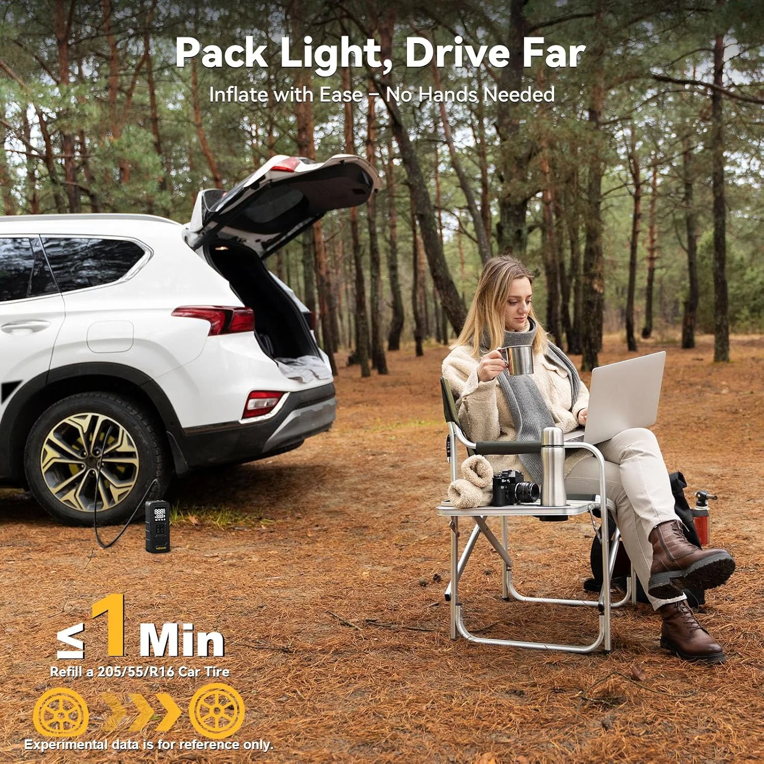 پمپ باد قابل حمل - کمپرسور هوا 4 برابر سریعتر 160 PSI برای خودرو - پمپ باد بدون سیم با درجه - پمپ باد قابل حمل برای ماشین، وانت، دوچرخه و غیره