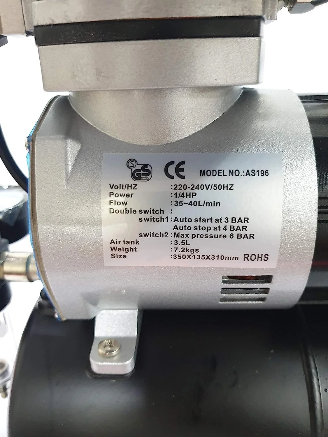 کمپرسور هوای کوچک HYCO با مخزن هوای 3.5 لیتری برای ایربراش، مناسب برای آرایش، تزیین کیک، خالکوبی، نقاشی صورت و بدن و ایربراشینگ. (پیستون دوبل با تفنگی قلمی و لوله ها) کمپرسور هوای کوچک HYCO با مخزن هوای 3.5 لیتری برای ایربراش، مناسب برای آرایش، تزیین کیک، خالکوبی، نقاشی صورت و بدن و ایربراشینگ. (پیستون دوبل با تفنگی قلمی و لوله ها)