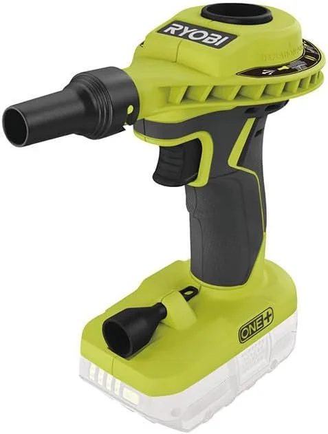 دستگاه دمنده RYOBI 18 ولت با باتری، حجم بالا و فشار کم برای باد کردن و خالی کردن تشک های بادی و سایر وسایل بادی