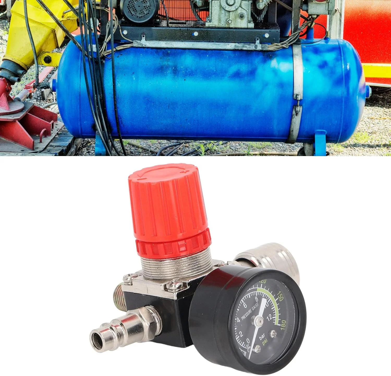 تنظیم کننده کمپرسور هوا Risegun، 4 سوراخ، 0 تا 180PSI، تنظیم کننده فشار کمپرسور هوای اروپایی با گیج