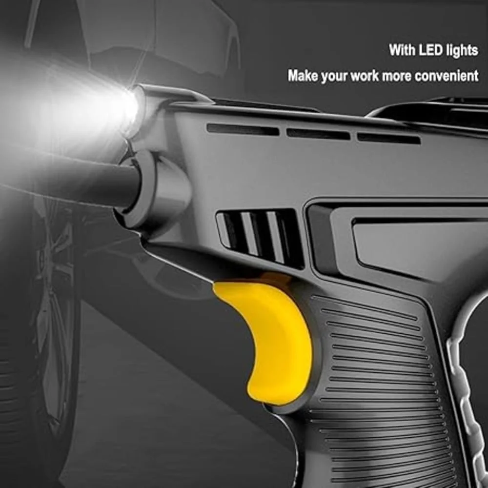 پمپ باد برقی قابل حمل، کمپرسور هوا ۱۵۰ PSI، نمایشگر دیجیتال، چراغ LED، آداپتورهای نازل برای ماشین، موتور سیکلت، دوچرخه، توپ