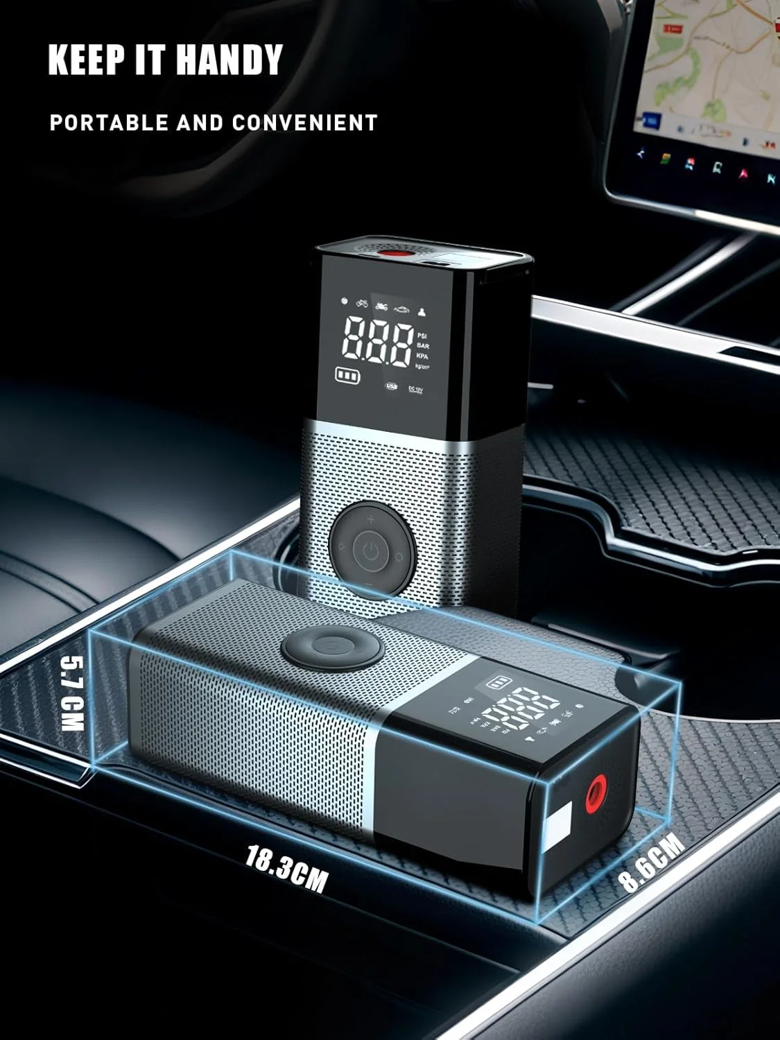 پمپ باد برقی با باتری 6000 میلی آمپر ساعت، کمپرسور USB، 10.3 بار، 12 ولت، 120 وات، پمپ برقی قابل حمل دوچرخه با چراغ اضطراری LED و 5 حالت باد کردن برای دوچرخه، ماشین