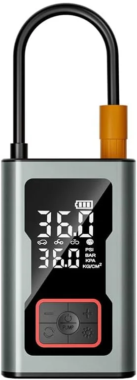 پمپ باد قابل حمل خودرو FARSH با فشار 150PSI، پمپ باد اتوماتیک پاوربانک باتری قابل شارژ با LCD دیجیتال/چراغ قوه LED، پمپ باد برقی تایر برای خودرو/دوچرخه/موتور/توپ