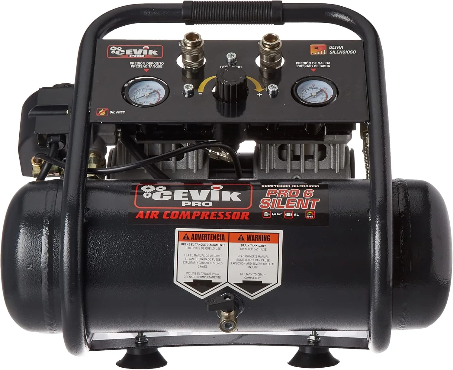 کمپرسور قابل حمل و کم صدا Cevik Pro | PRO6SILENT | بدون روغن و بدون نیاز به نگهداری | ماندگاری 5 ساله