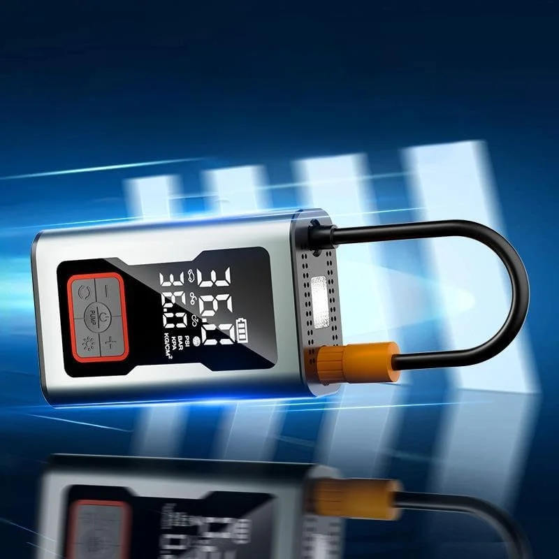 پمپ باد قابل حمل خودرو FARSH با فشار 150PSI، پمپ باد اتوماتیک پاوربانک باتری قابل شارژ با LCD دیجیتال/چراغ قوه LED، پمپ باد برقی تایر برای خودرو/دوچرخه/موتور/توپ