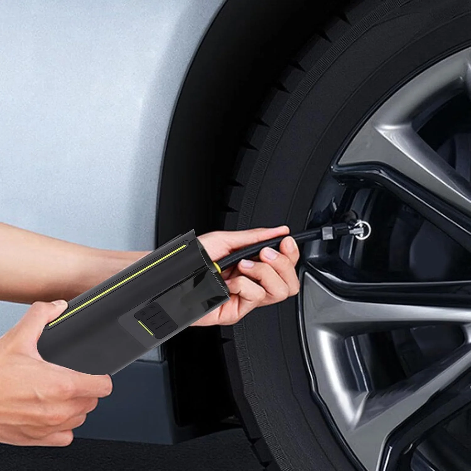 پمپ باد قابل حمل Cryfokt، پمپ هوای اتوماتیک 3 تا 150PSI، پمپ برقی با صفحه نمایش دیجیتال و خاموش شدن خودکار با 5 حالت باد کردن، برای لاستیک خودرو، اسباب بازی های بادی