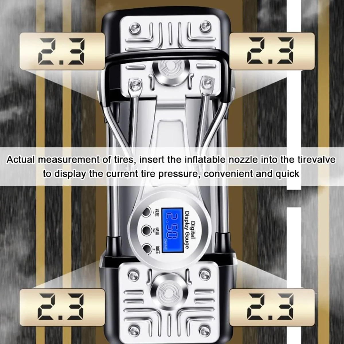 پمپ باد دو سیلندر خودرو ولپرس – پمپ باد تایر فشار قوی | باد کردن سریع | صفحه نمایش دیجیتال با تنظیم فشار خودکار | چراغ LED اضطراری | برای خودرو، شاسی بلند، کامیون و توپ