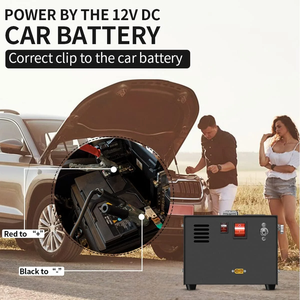 کمپرسور هوای SPLIND PCP، پمپ فشار قوی قابل حمل 4500Psi 300Bar، با برق 12 ولت DC خودرو یا 220 ولت AC خانگی با ترانسفورماتور، پمپ برای تفنگ های بادی PCP