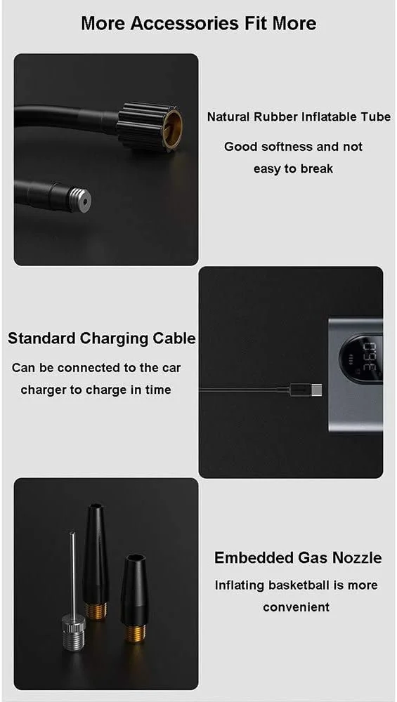 پمپ باد لاستیک HEWXWX، کمپرسور هوای قابل حمل بی سیم 150PSI / 7500Mah با چراغ LED و صفحه نمایش LCD، مناسب برای اکثر خودروها و سایر وسایل بادی