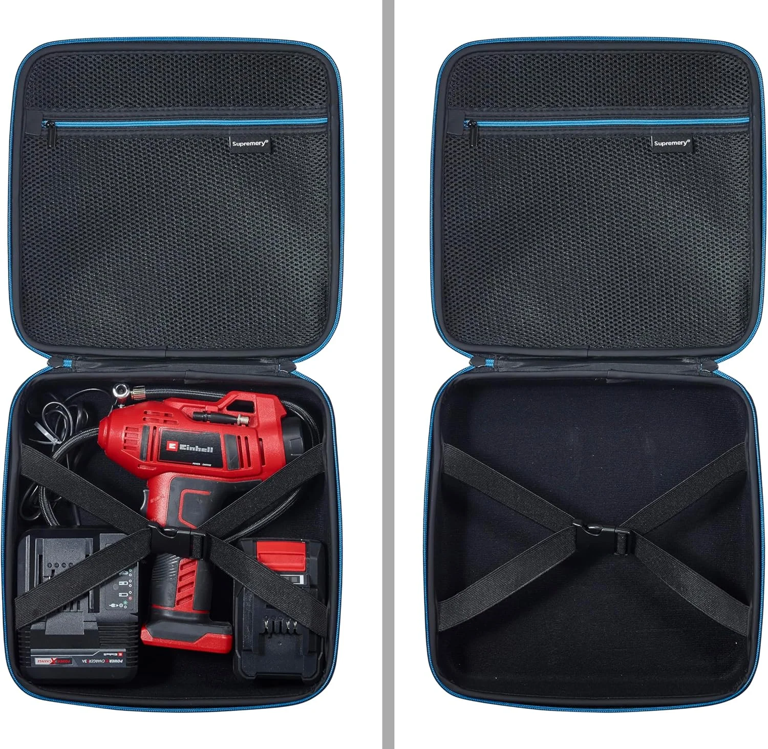 کیف Supremery سازگار با کمپرسور بادی خودروی باطری خور Einhell مدل CE-CC 18 Li-Solo، کیف لوازم جانبی باطری و شارژر Power X-Change، کیف حمل فشرده