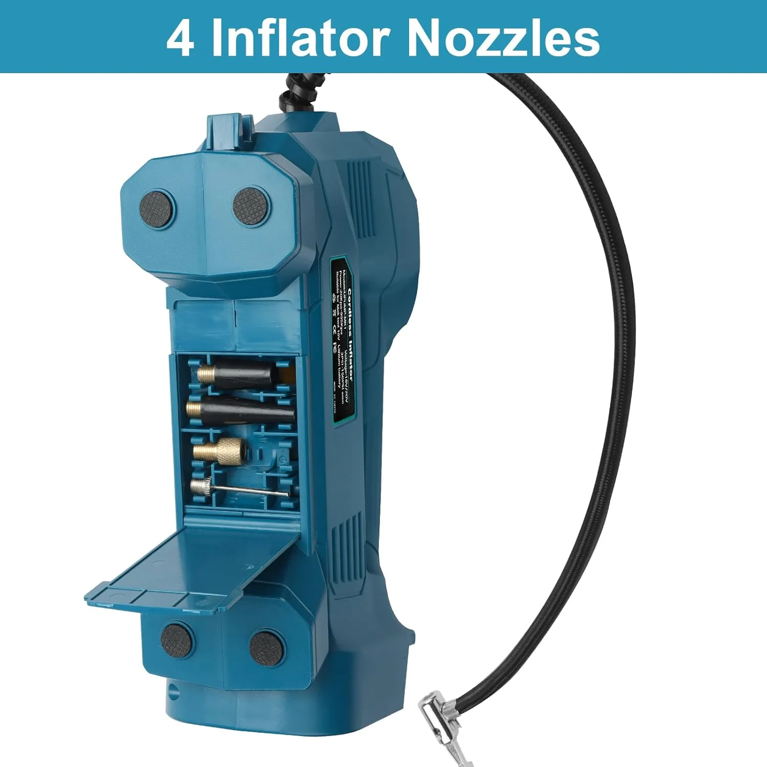 کمپرسور باد باتری خور QUPERR سازگار با باتری 18 ولت ماکیتا، کمپرسور هوای برقی تا 10.34 بار با چراغ LED و توقف خودکار، پمپ هوای قابل حمل برای ماشین، موتور سیکلت، دوچرخه، توپ (بدون باتری)