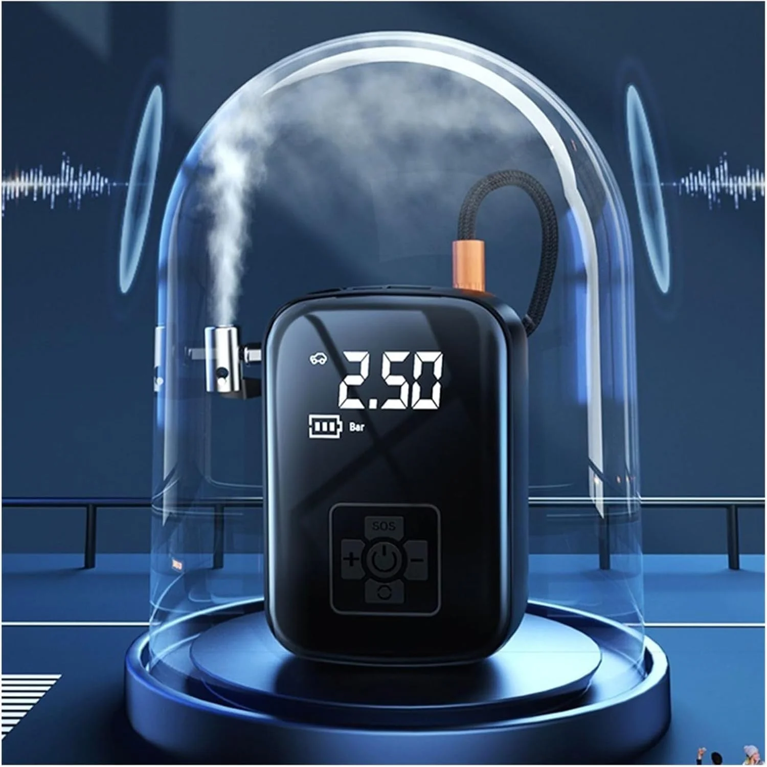 پمپ باد دیجیتال خودرو با چراغ LED مناسب برای خودرو و موتور