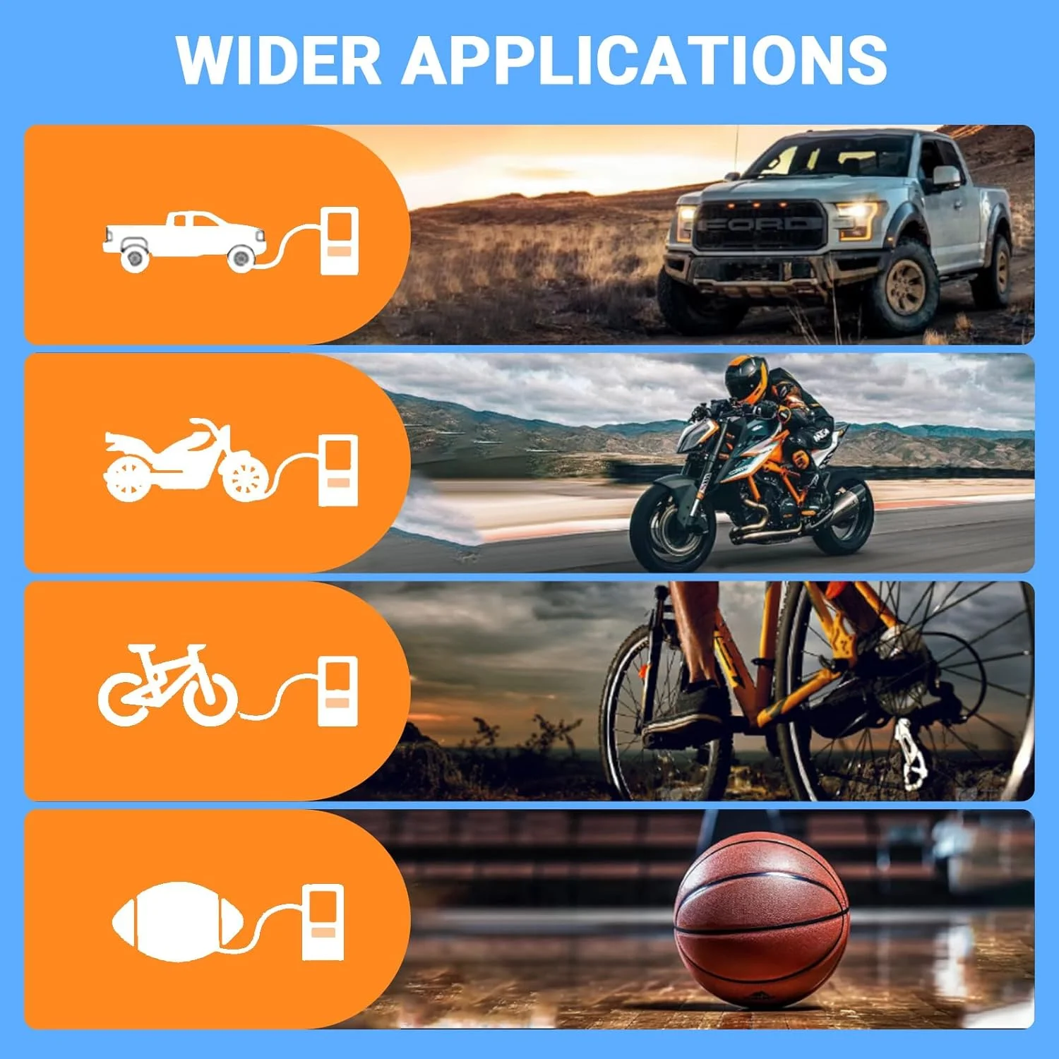 کمپرسور هوا قابل حمل برای باد کردن تایر، پمپ هوای قابل حمل 150PSI برای لاستیک خودرو، پمپ تایر برقی با فشارسنج دیجیتال، پمپ باد سریع 2X هوشمند برای خودرو، موتورسیکلت، دوچرخه، توپ