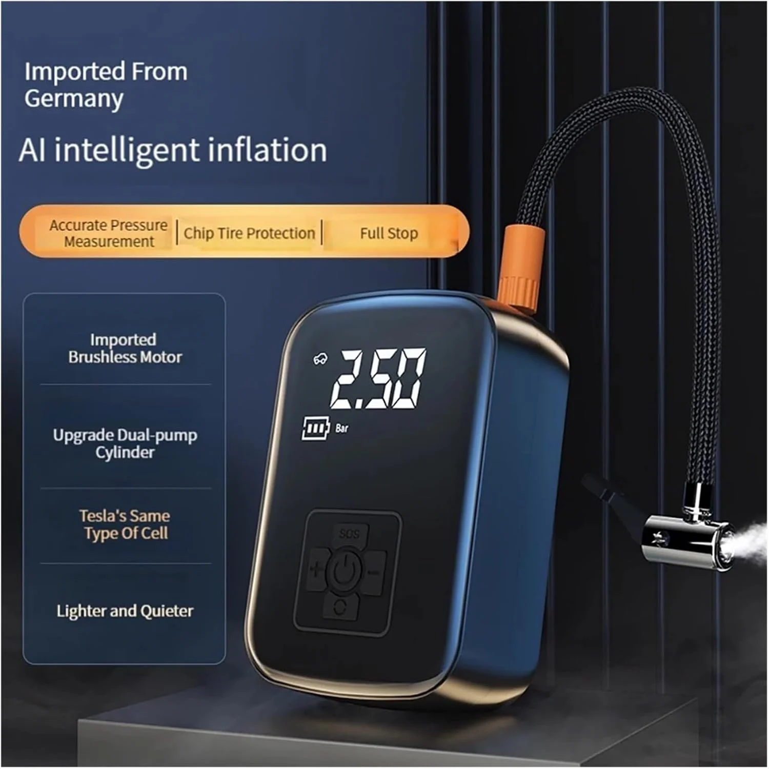 پمپ باد دیجیتال خودرو با چراغ LED مناسب برای خودرو و موتور