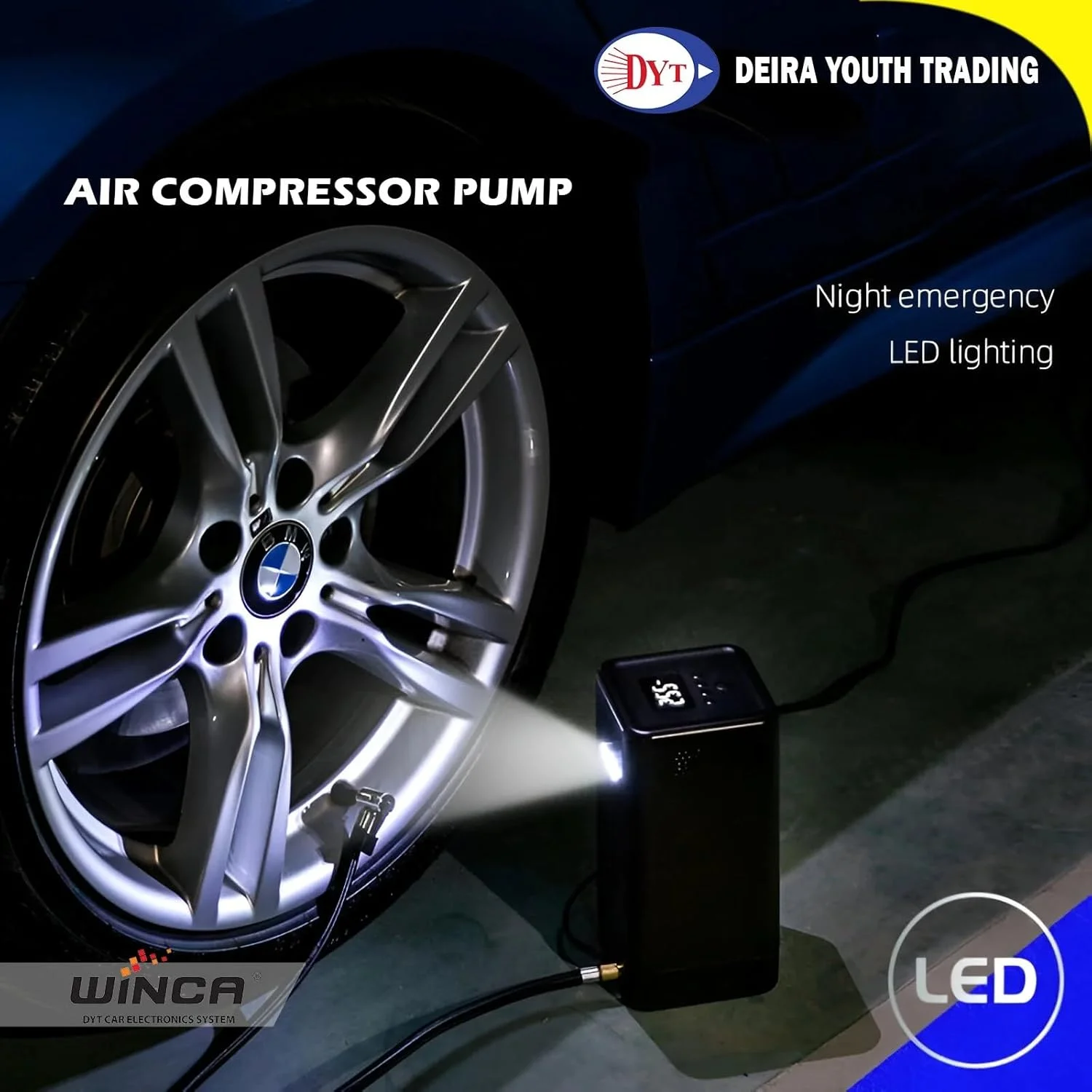 پمپ باد برقی قابل حمل Winca | پمپ کمپرسور هوا 30L-35L (مشکی) پمپ باد برقی قابل حمل Winca | پمپ کمپرسور هوا 30L-35L (مشکی)