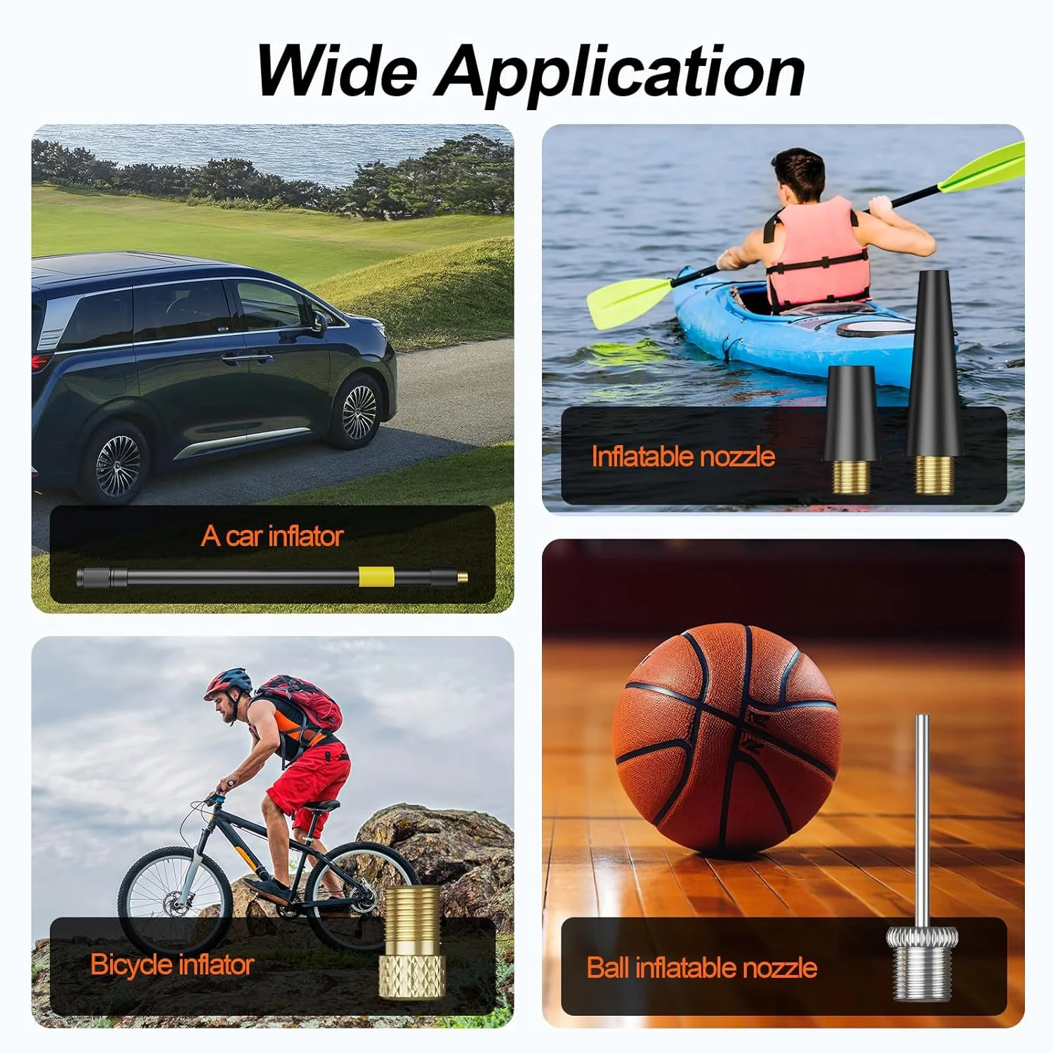 کمپرسور باد قابل حمل، پمپ باد کوچک و بی سیم 150 PSI برای خودرو، موتورسیکلت، دوچرخه، توپ با فشارسنج و چراغ LED