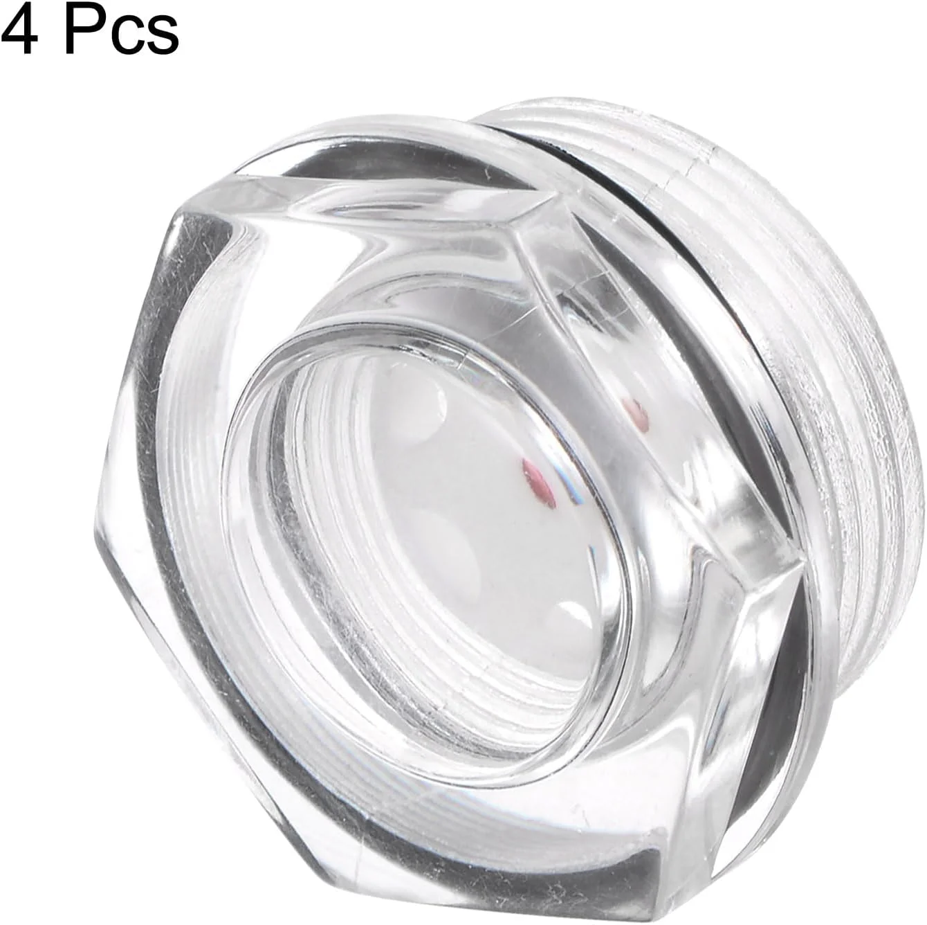 نشانگر سطح روغن کمپرسور هوا کوارکزمن، 4 عدد، M30 x 1.5 میلی متر، نشانگر سطح مایع نر، پنجره نشانگر روغن شش ضلعی پلاستیکی با حلقه O برای مخازن انتقال، شفاف