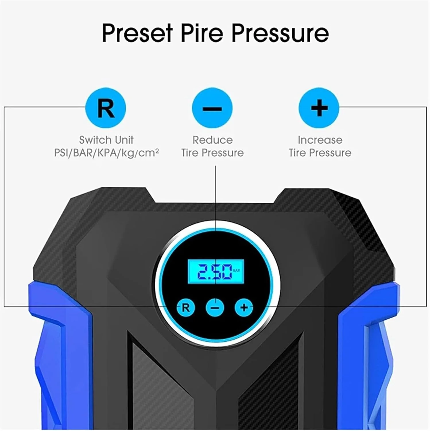 پمپ باد دیجیتال قابل حمل خودرو با چراغ LED برای باد کردن تایر ماشین و موتور سیکلت (رنگ: زرد) (قرمز)