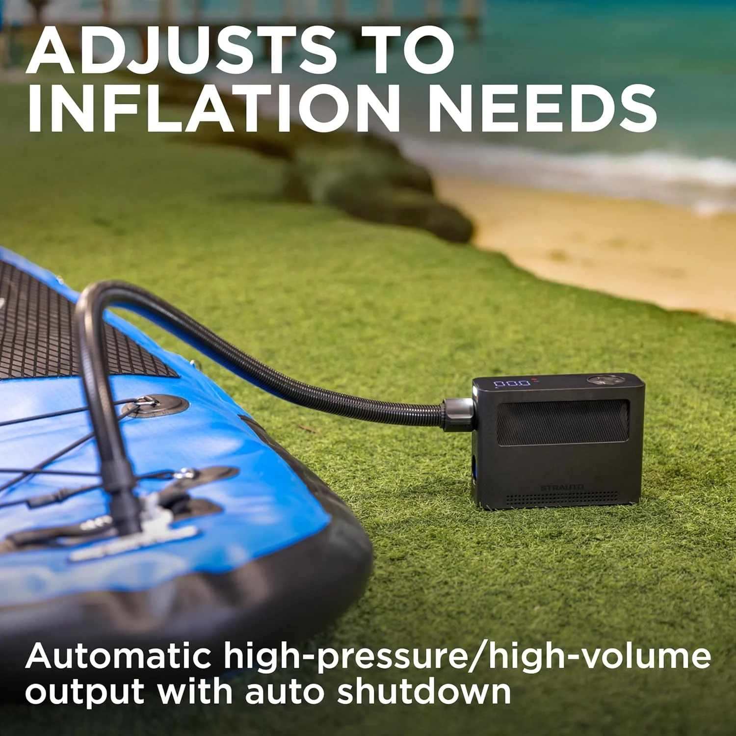پمپ باد یونیورسال STRAUTO، پمپ باد تایر، کمپرسور هوا، پمپ بورد پارویی، برای ماشین، پمپ دوچرخه، شناور استخر بادی، تشک بادی، توپ، 85737