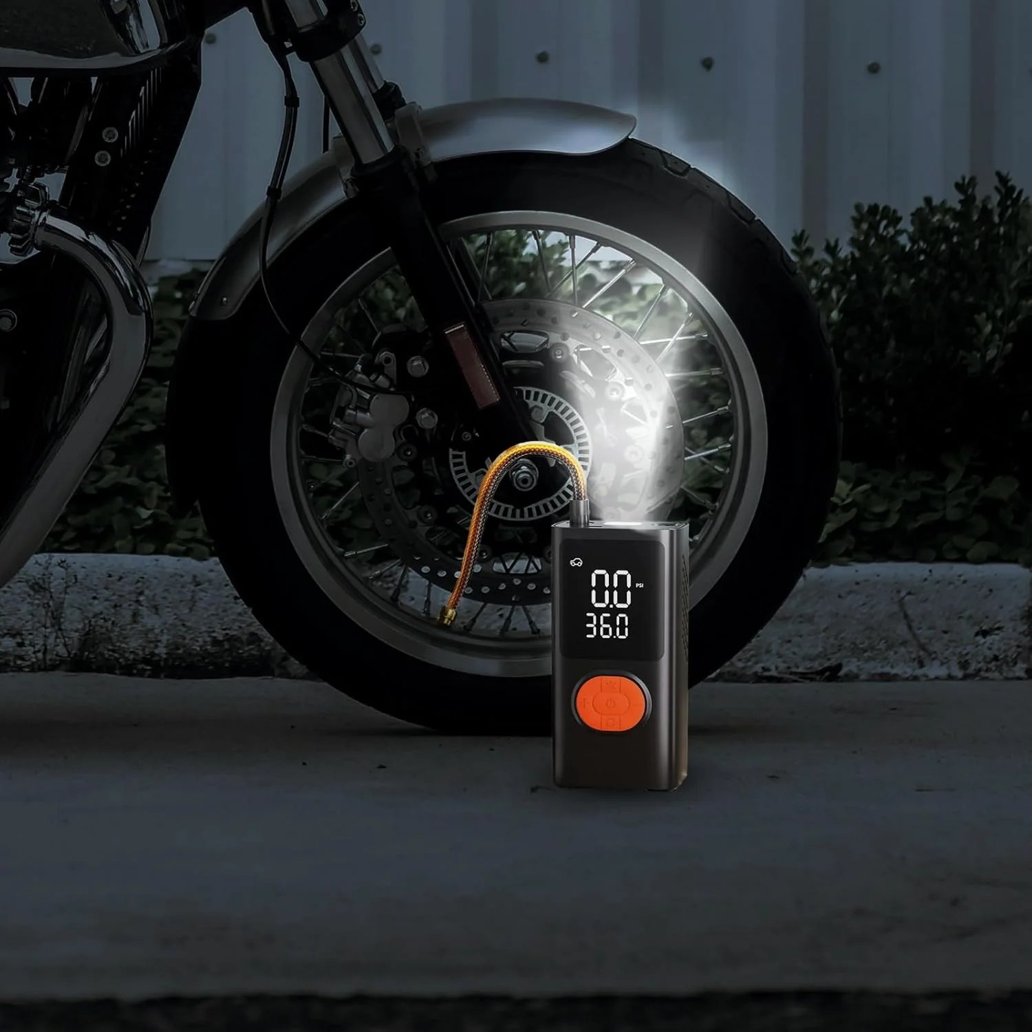 پمپ باد تایر قابل حمل - کمپرسور هوای قابل حمل با فشارسنج دیجیتال برای موتورسیکلت، کامیون، توپ، تعمیر، ورزش های فضای باز، مسافرت، کمپینگ و دوچرخه
