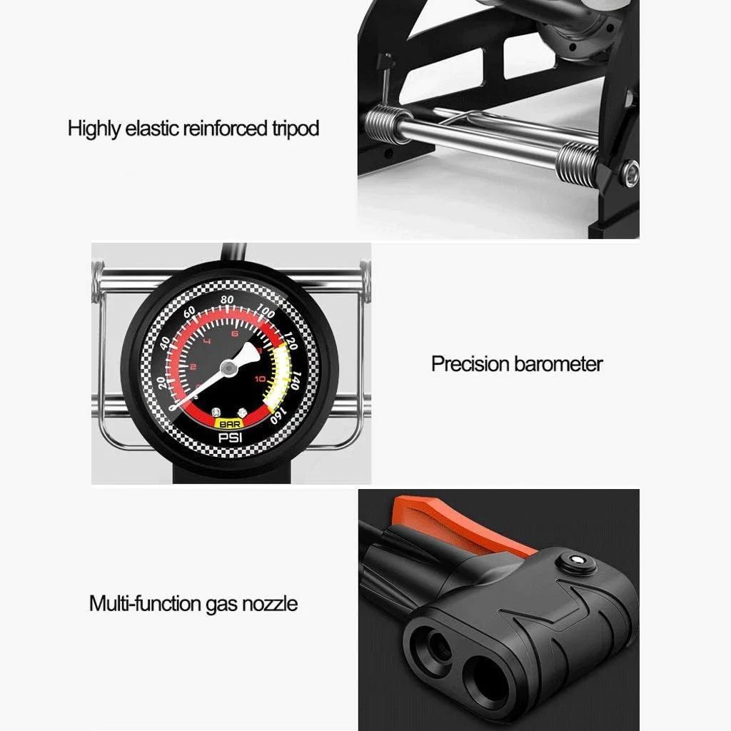 پمپ باد پدالی خودرو، کمپرسور هوای قابل حمل پدالی خودرو برای باد کردن تایر (رنگ: E)