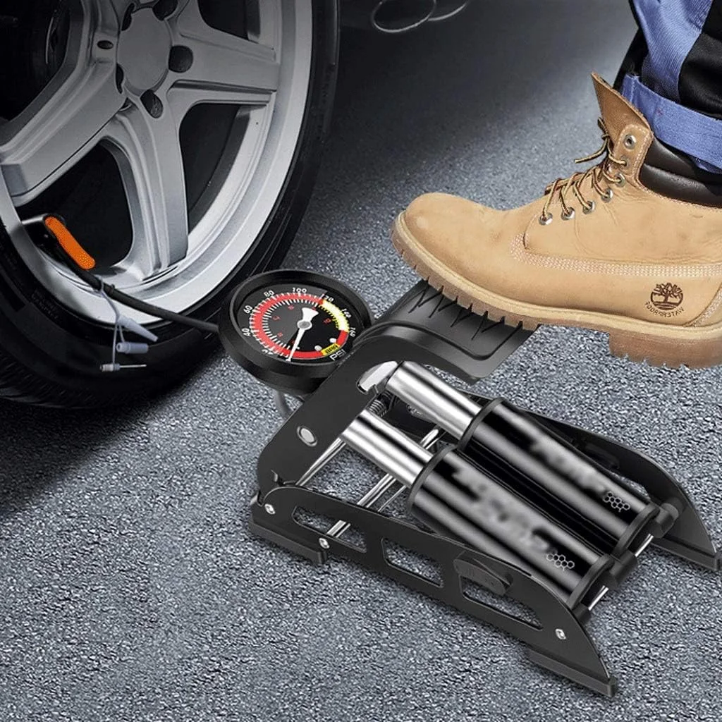 پمپ باد پدالی خودرو، کمپرسور هوای قابل حمل پدالی خودرو برای باد کردن تایر (رنگ: E)