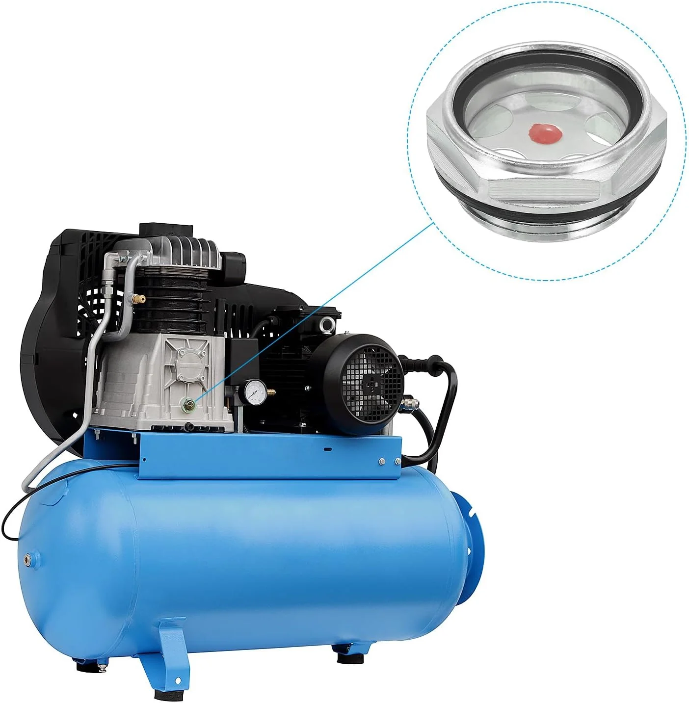 شیشه روغن نما کمپرسور هوا PATIKIL، یک عدد، رزوه نری G 1-1/4 اینچ، آلیاژ آلومینیوم، نشانگر سطح مایع روغن، قطعات کمپرسور هوا به همراه حلقه O-Ring