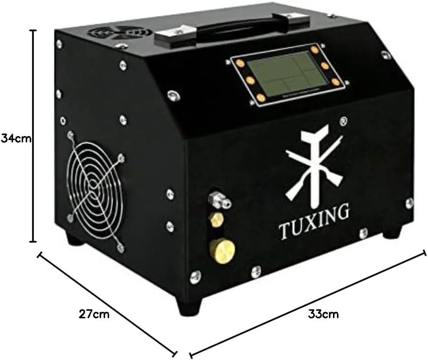 کمپرسور هوای پی سی پی TUXING 300Bar 4500Psi با کنترل دیجیتال و توقف خودکار، 12 ولت، قابل حمل برای تفنگ بادی و مخزن غواصی پنوماتیک