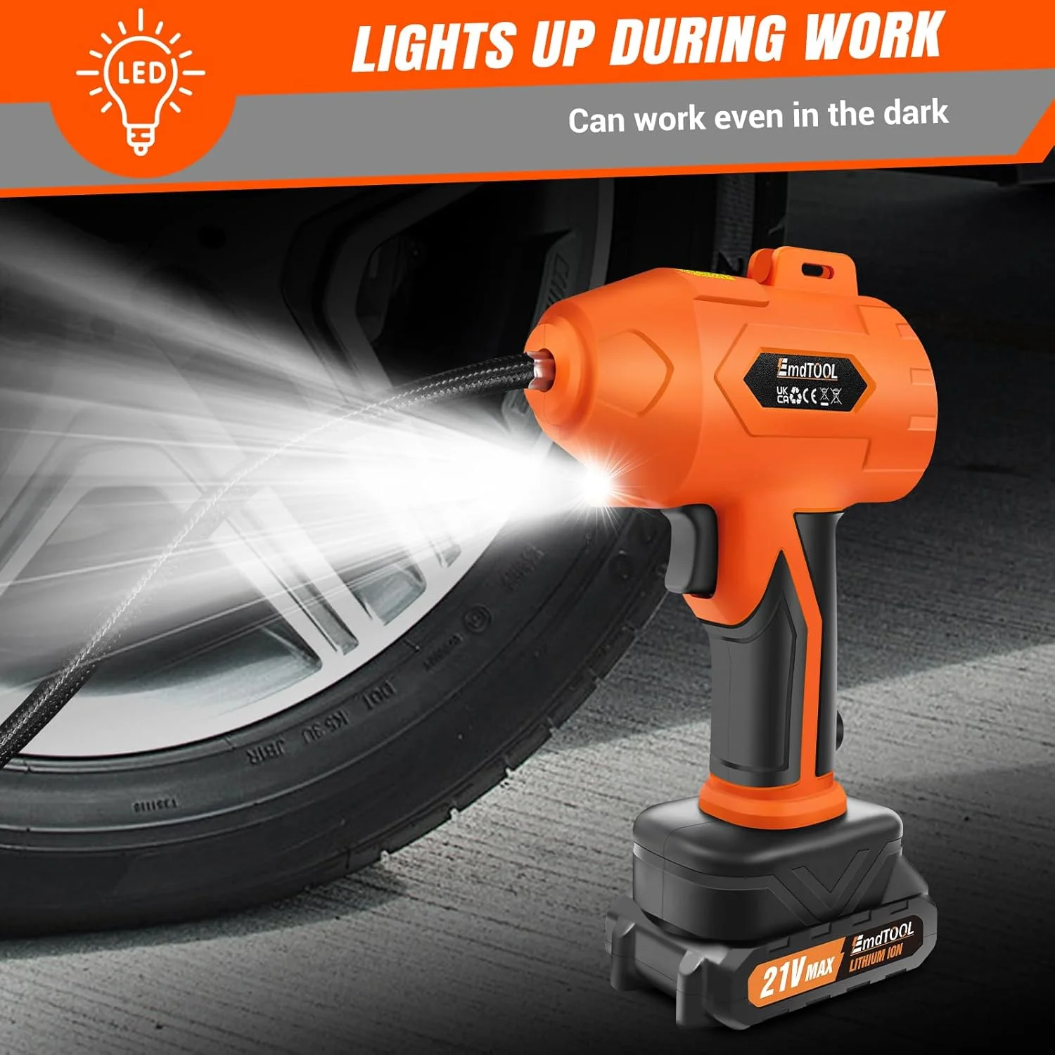 پمپ باد دیجیتال شارژی 21 ولت برای خودرو، پمپ باد تایر خودرو با باتری 1500 میلی آمپر ساعتی و چراغ LED، فشار 160 PSI، پمپ باد دستی، مناسب برای خودرو، موتورسیکلت، دوچرخه، بسکتبال پمپ باد دیجیتال شارژی 21 ولت برای خودرو، پمپ باد تایر خودرو با باتری 1500 میلی آمپر ساعتی و چراغ LED، فشار 160 PSI، پمپ باد دستی، مناسب برای خودرو، موتورسیکلت، دوچرخه، بسکتبال