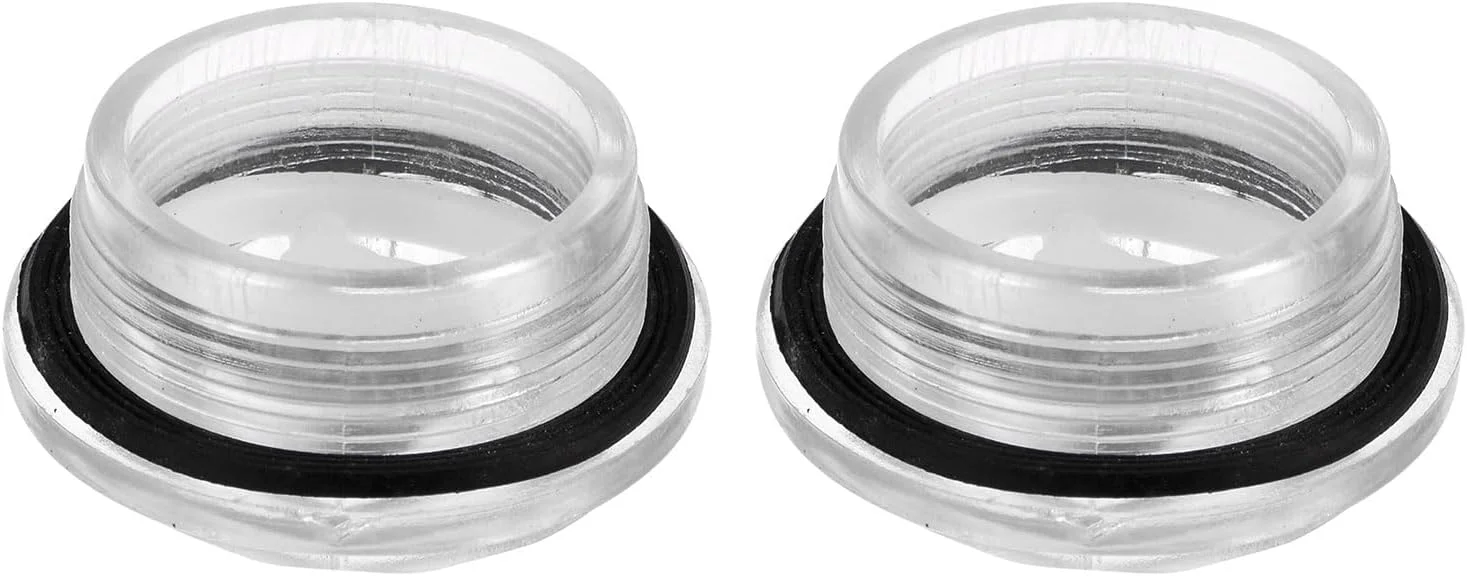 نشانگر سطح روغن کمپرسور هوا QUARKZMAN، M42 x 1.5 میلی متر، نشانگر سطح مایع نر، پنجره نشانگر روغن شش ضلعی پلاستیکی با حلقه O برای مخازن انتقال، شفاف، بسته 2 عددی