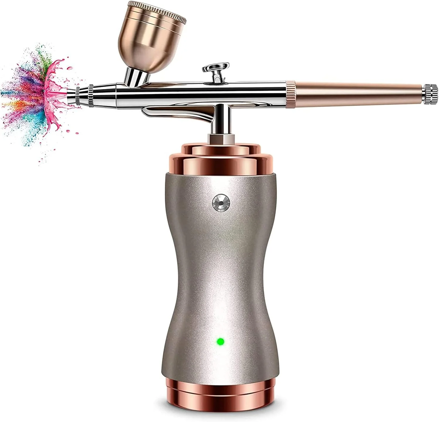 کیت لایموس با کمپرسور، ست ایربراش بی سیم قابل حمل برای نقاشی 30PSI، مینی دستی دوال اکشن با تغذیه گرانشی با نوک 0.3 میلی متری برای مدل، ناخن، تزئین کیک، نقره ای