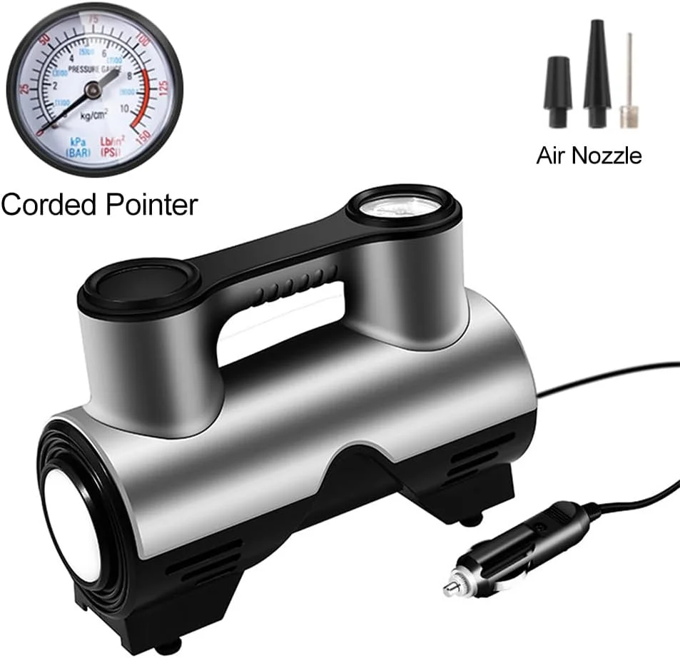 پمپ باد فندکی خودرو Morelian، کمپرسور هوای قابل حمل، پمپ تایر خودرو با چراغ LED، خاموش شدن خودکار، 3 نازل، کمپرسور هوا برای توپ، موتور، دوچرخه و خودرو