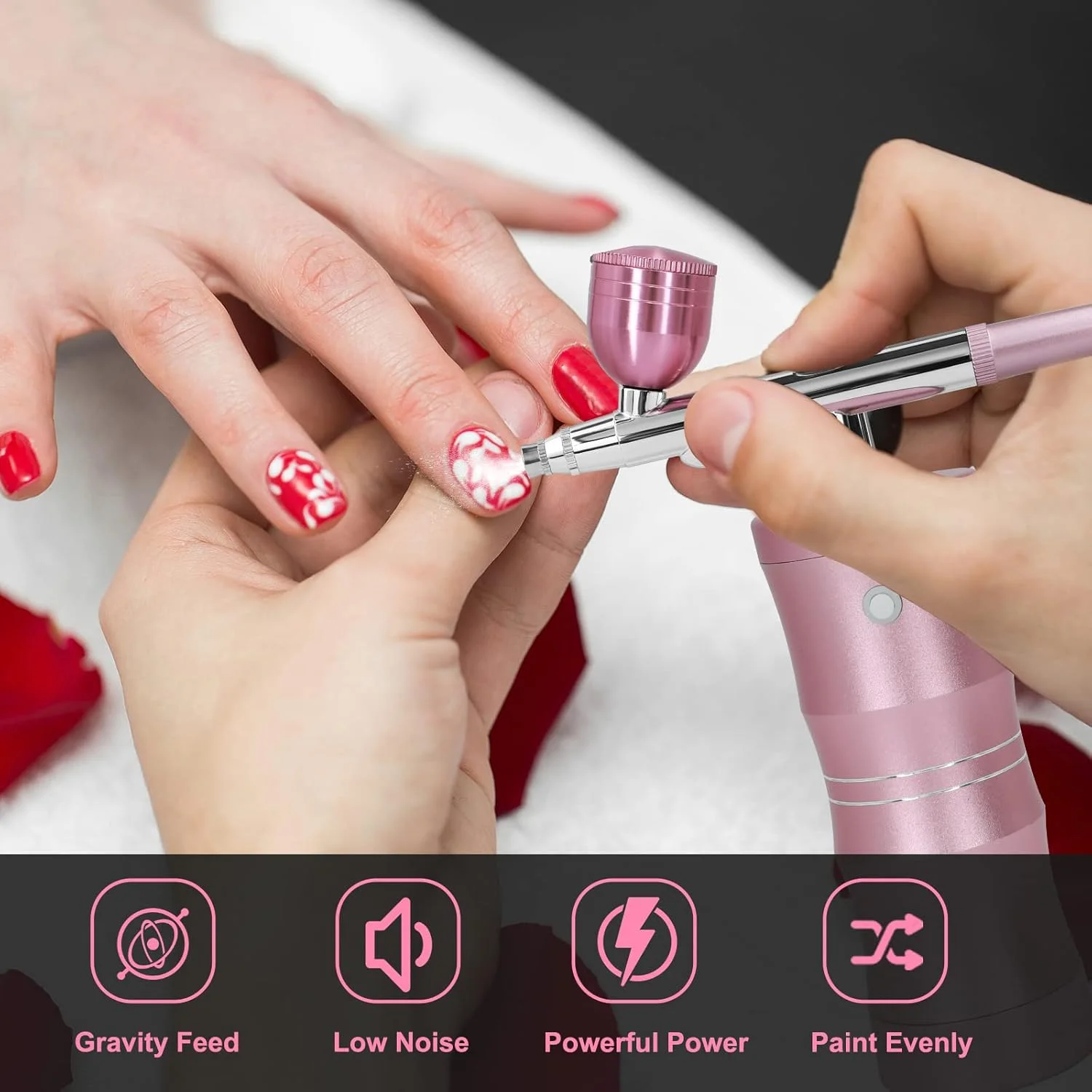 کیت ایربراش با کمپرسور، ایربراش شارژی قابل حمل و بدون سیم با فشار 34PSI و ولتاژ 7.4 ولت، با نازل 0.4 میلی متری برای نقاشی، طراحی ناخن، تتو کیت ایربراش با کمپرسور، ایربراش شارژی قابل حمل و بدون سیم با فشار 34PSI و ولتاژ 7.4 ولت، با نازل 0.4 میلی متری برای نقاشی، طراحی ناخن، تتو