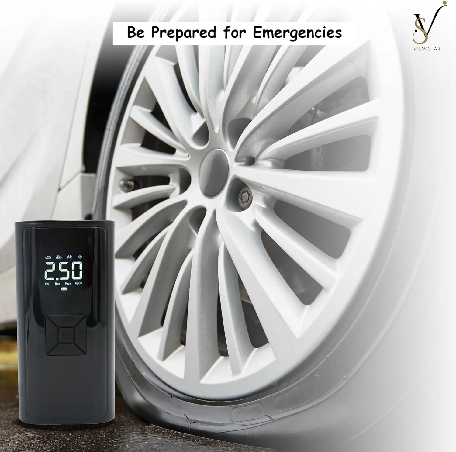 تلمبه باد قابل حمل و سنگین Viewstar برای خودرو و دوچرخه - کمپرسور هوا با شلنگ افزایش طول، کیت اسپری و تعمیر - صفحه نمایش دیجیتال و خاموش شدن خودکار تلمبه باد قابل حمل و سنگین Viewstar برای خودرو و دوچرخه - کمپرسور هوا با شلنگ افزایش طول، کیت اسپری و تعمیر - صفحه نمایش دیجیتال و خاموش شدن خودکار