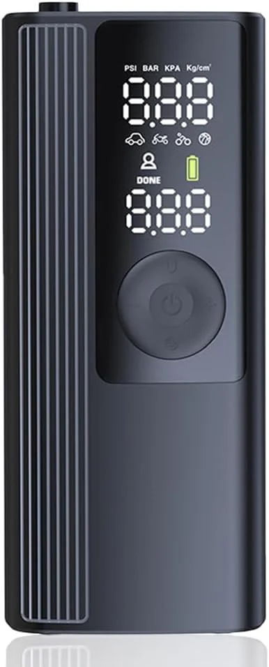 پمپ باد قابل حمل، کمپرسور هوا بی سیم با نمایشگر دیجیتال، خاموش شدن خودکار، 4 آداپتور، چراغ LED، برای ماشین، موتور سیکلت، دوچرخه، توپ