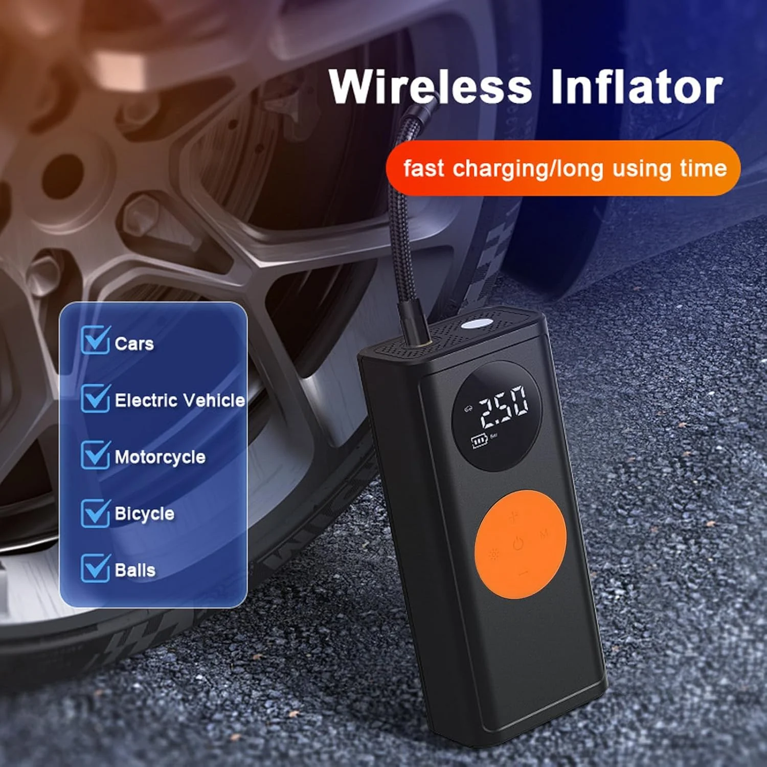 پمپ باد شارژی Gearwell، پمپ باد دیجیتال، کمپرسور هوای قابل حمل، پمپ باد تایر دوچرخه موتور سیکلت ماشین، پمپ باد چراغ اضطراری برای توپ و لاستیک خودرو پمپ باد شارژی Gearwell، پمپ باد دیجیتال، کمپرسور هوای قابل حمل، پمپ باد تایر دوچرخه موتور سیکلت ماشین، پمپ باد چراغ اضطراری برای توپ و لاستیک خودرو