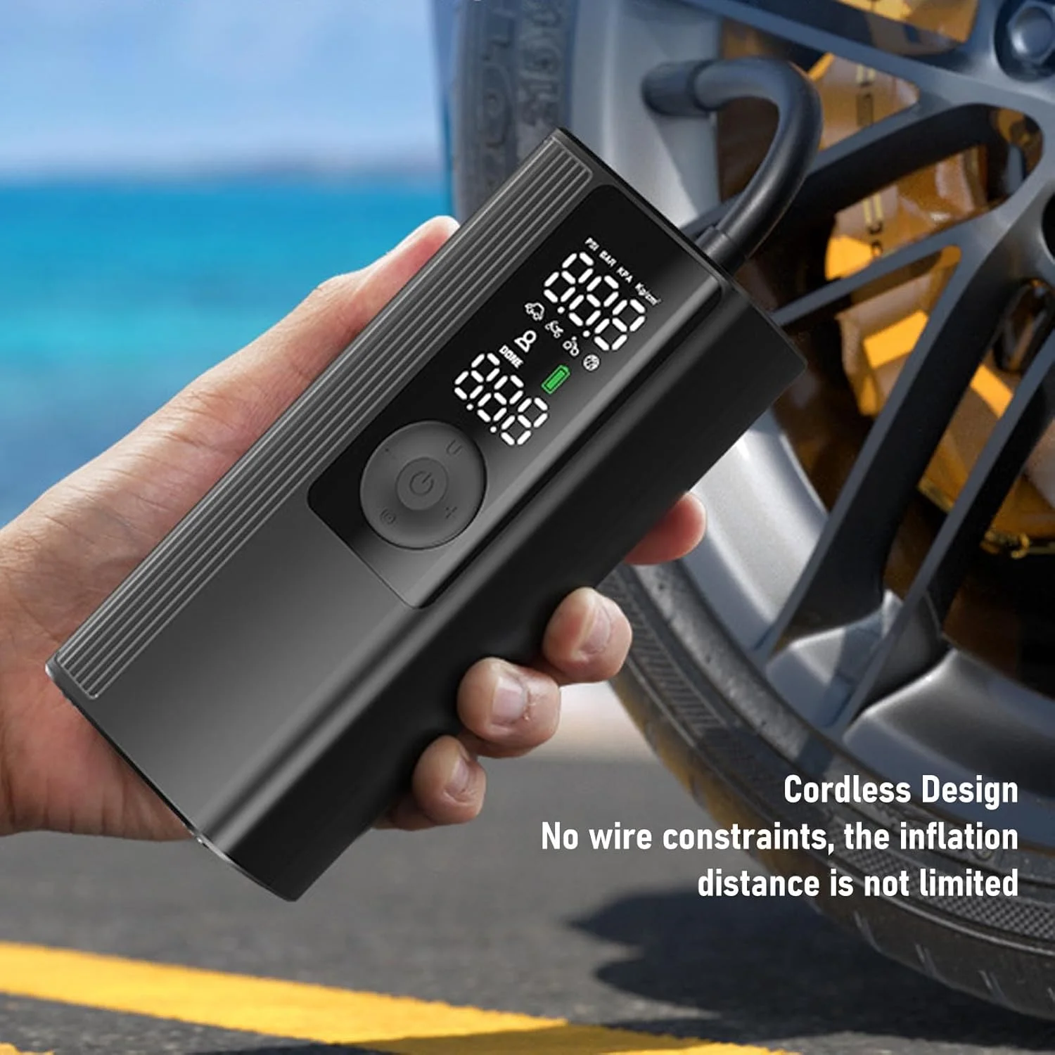 پمپ باد قابل حمل، کمپرسور هوا بی سیم با نمایشگر دیجیتال، خاموش شدن خودکار، 4 آداپتور، چراغ LED، برای ماشین، موتور سیکلت، دوچرخه، توپ پمپ باد قابل حمل، کمپرسور هوا بی سیم با نمایشگر دیجیتال، خاموش شدن خودکار، 4 آداپتور، چراغ LED، برای ماشین، موتور سیکلت، دوچرخه، توپ