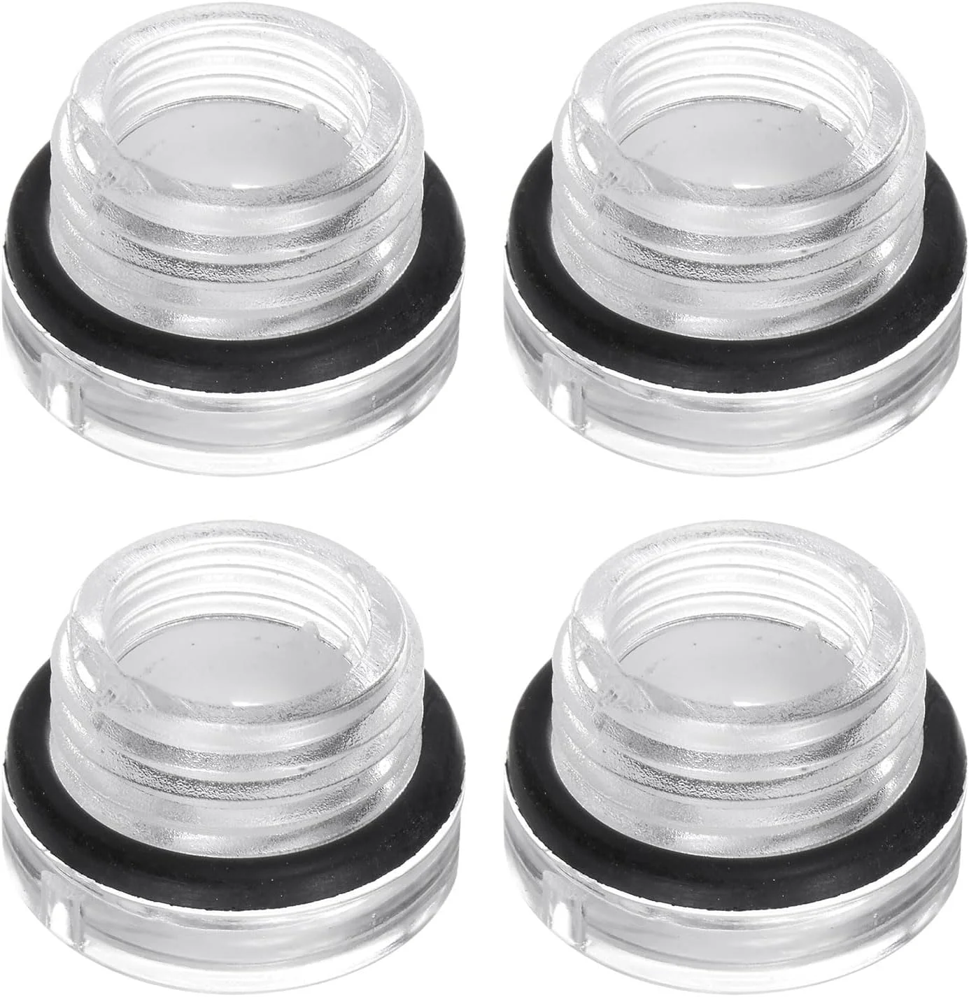 بسته 4 عددی نشانگر روغن کمپرسور هوا QUARKZMAN، M16 x 1.5 میلی متر، نشانگر سطح مایع نر، سر گرد پلاستیکی، پنجره نشانگر روغن با حلقه O برای انتقال، شفاف