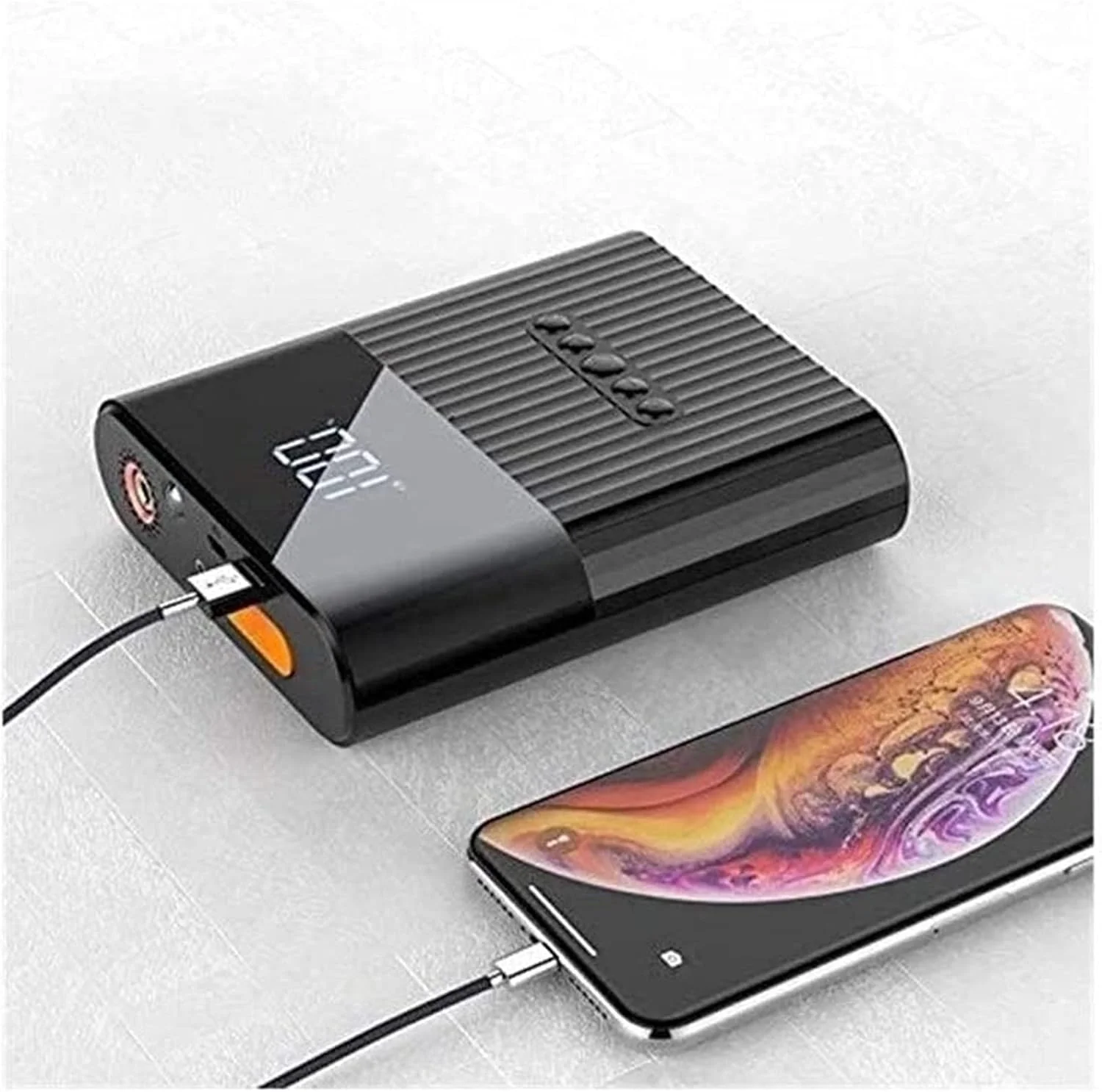 کمپرسور هوای دیجیتال برای خودرو، پمپ اتوماتیک، پمپ باد قابل حمل تایر با چراغ LED، DC 12 ولت