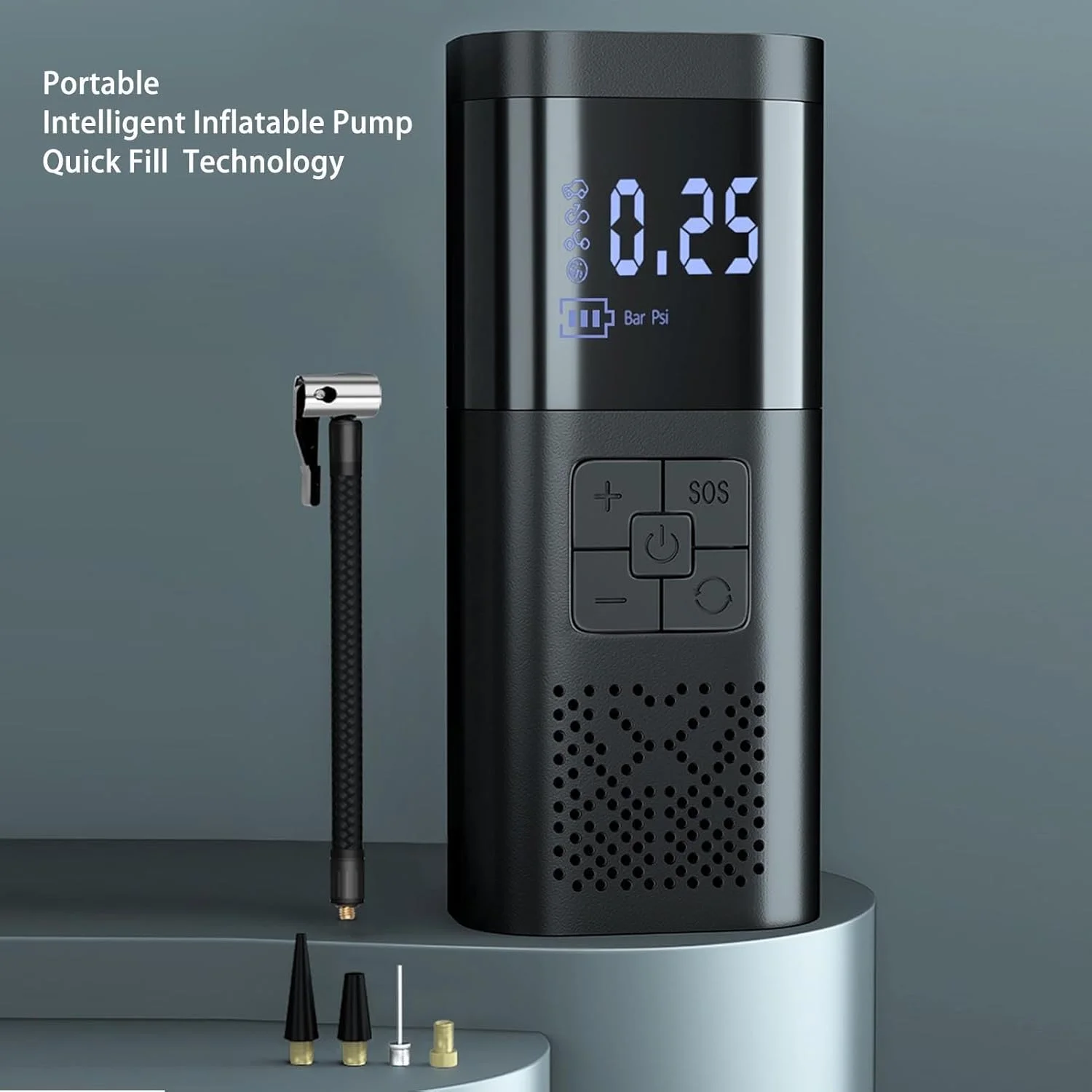 پمپ باد قابل حمل DC 12V با کمپرسور هوا بی سیم 4000mAh، مناسب برای خودرو، دوچرخه، موتورسیکلت، طراحی جمع و جور و ایده آل برای استفاده در مواقع اضطراری (4000mah) به همراه نور