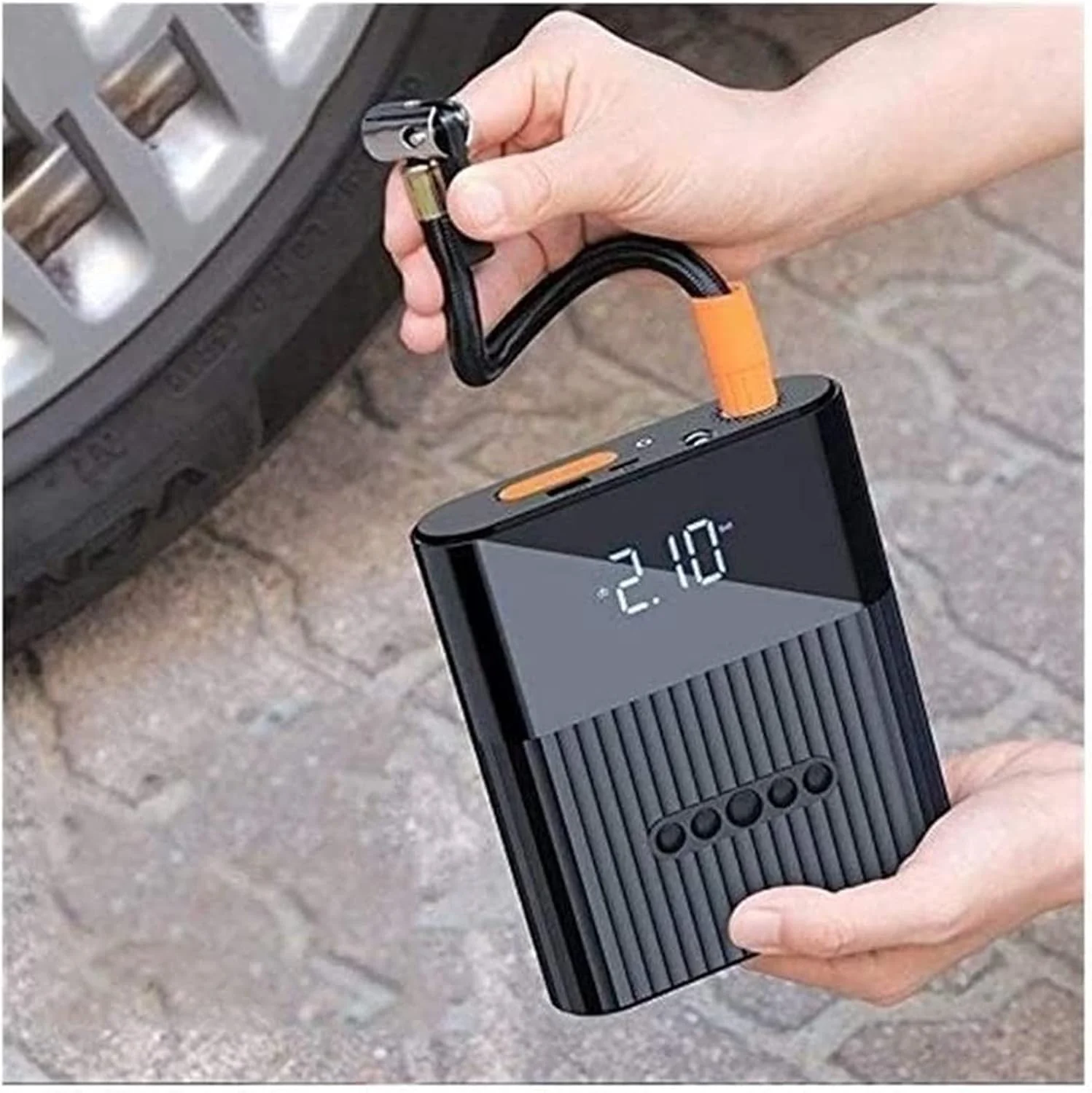 کمپرسور هوای دیجیتال برای خودرو، پمپ اتوماتیک، پمپ باد قابل حمل تایر با چراغ LED، DC 12 ولت