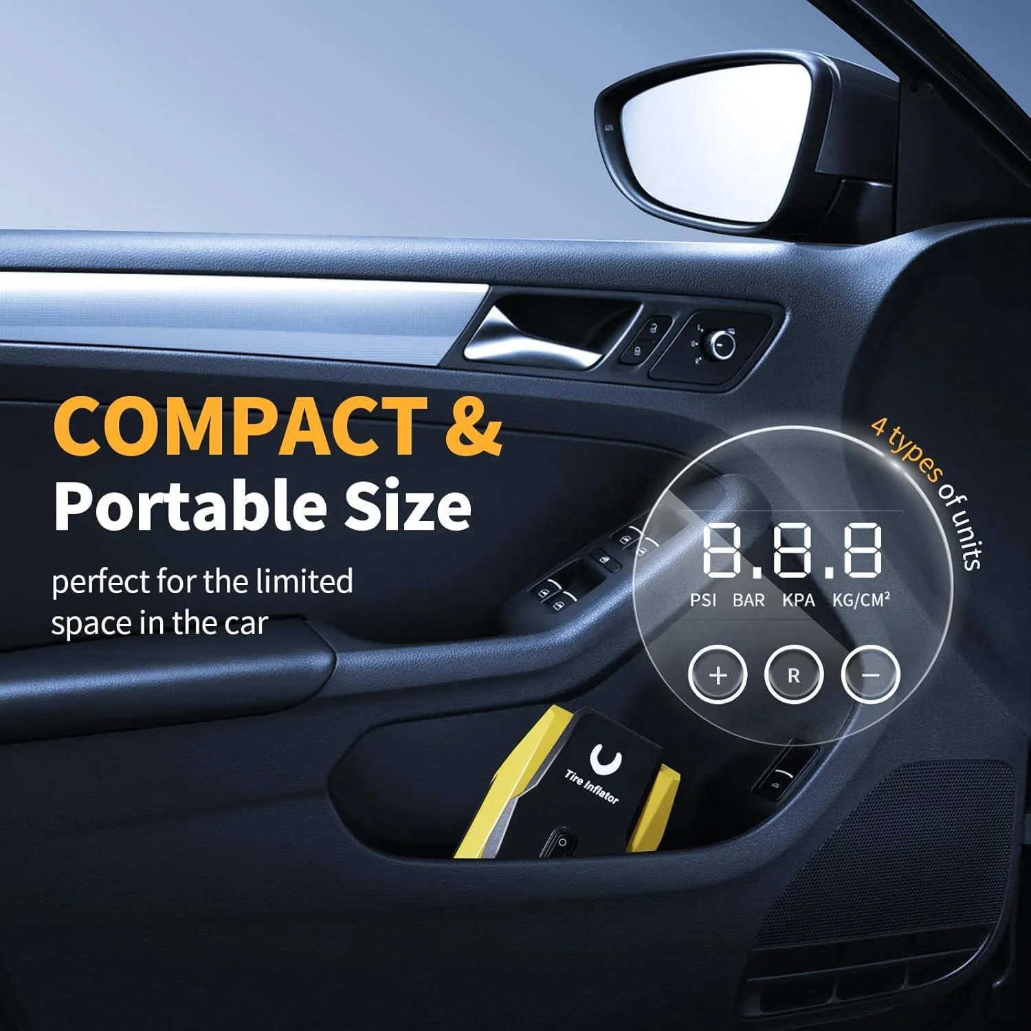 پمپ باد قابل حمل HYRAINBOW - پمپ هوا برای لاستیک خودرو - پمپ لاستیک فشرده 12 ولت DC با عملکرد خاموش شدن خودکار - لوازم جانبی چند منظوره خودرو با چراغ LED، زرد، متوسط پمپ باد قابل حمل HYRAINBOW - پمپ هوا برای لاستیک خودرو - پمپ لاستیک فشرده 12 ولت DC با عملکرد خاموش شدن خودکار - لوازم جانبی چند منظوره خودرو با چراغ LED، زرد، متوسط