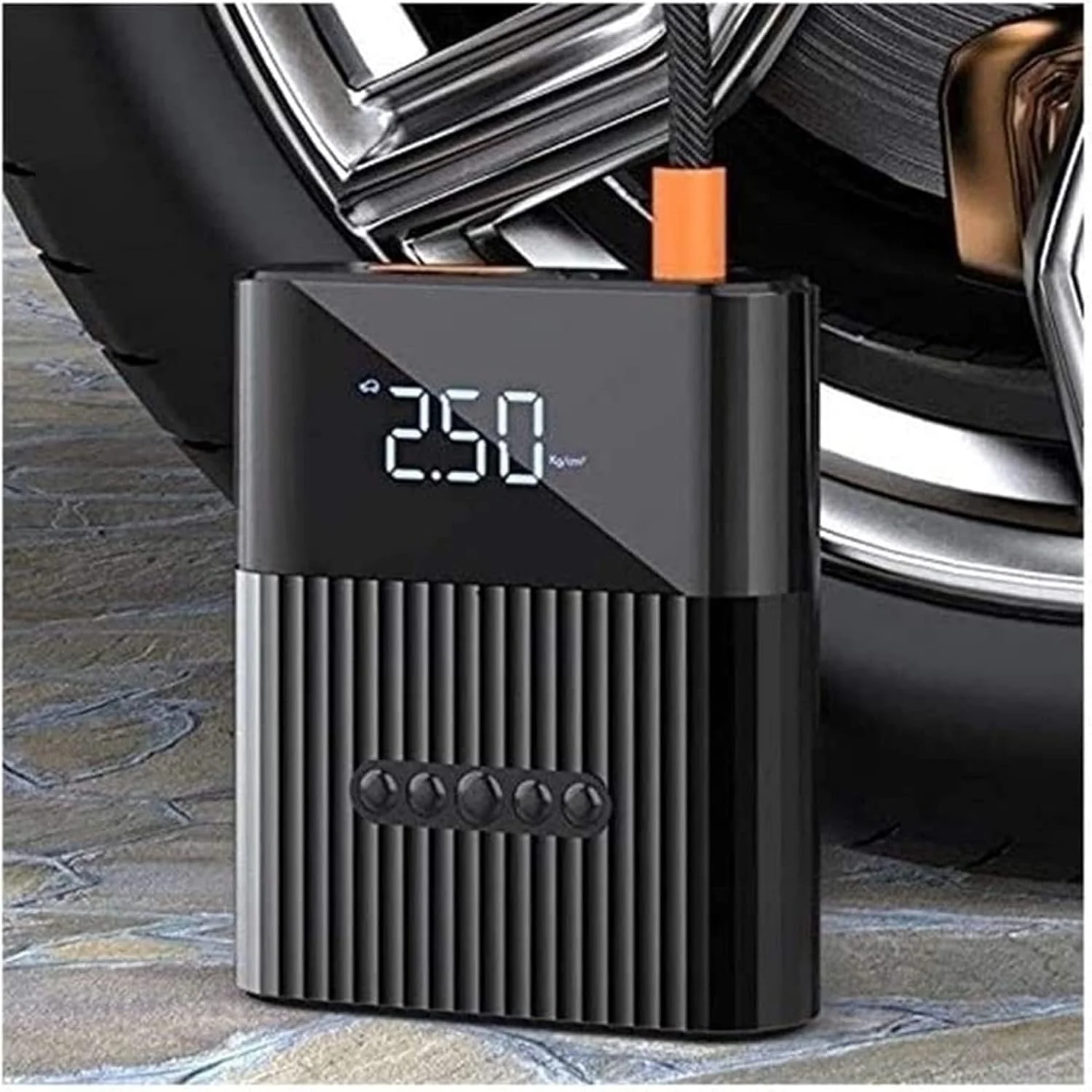 کمپرسور هوای دیجیتال برای خودرو، پمپ اتوماتیک، پمپ باد قابل حمل تایر با چراغ LED، DC 12 ولت