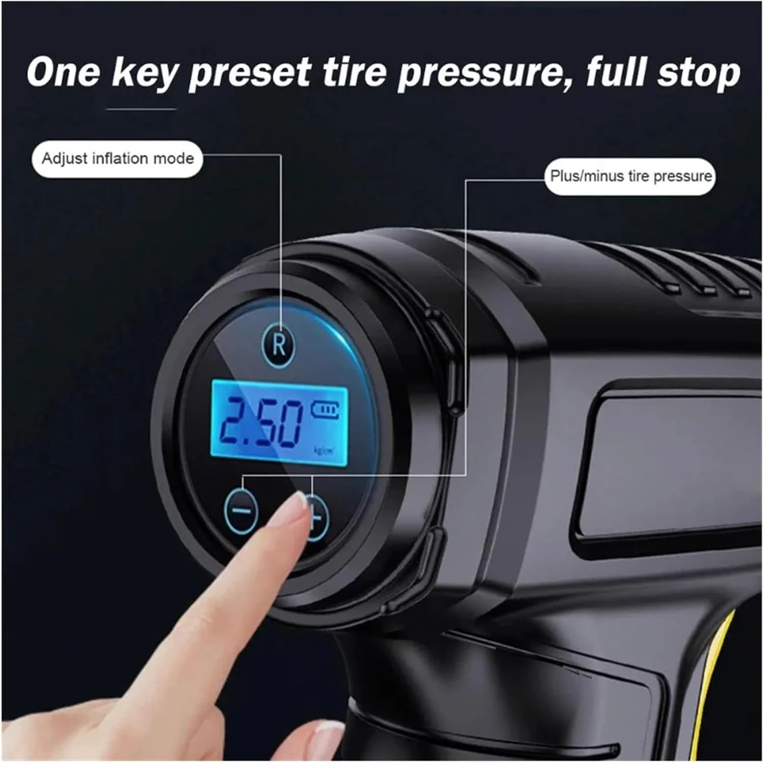 پمپ باد دستی 120 واتی، پمپ بادی قابل حمل بی سیم/سیمی، پمپ دیجیتال برای توپ، دوچرخه و ماشین (رنگ: B) (D)