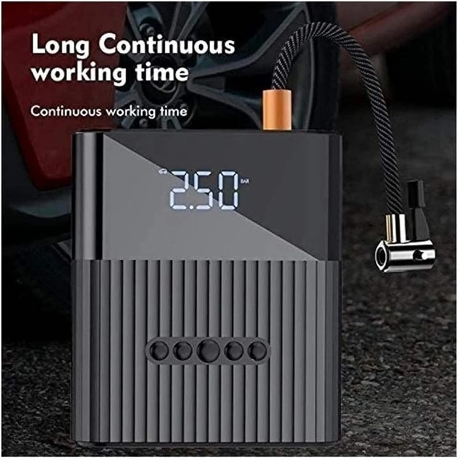 کمپرسور هوای دیجیتال برای خودرو، پمپ اتوماتیک، پمپ باد قابل حمل تایر با چراغ LED، DC 12 ولت