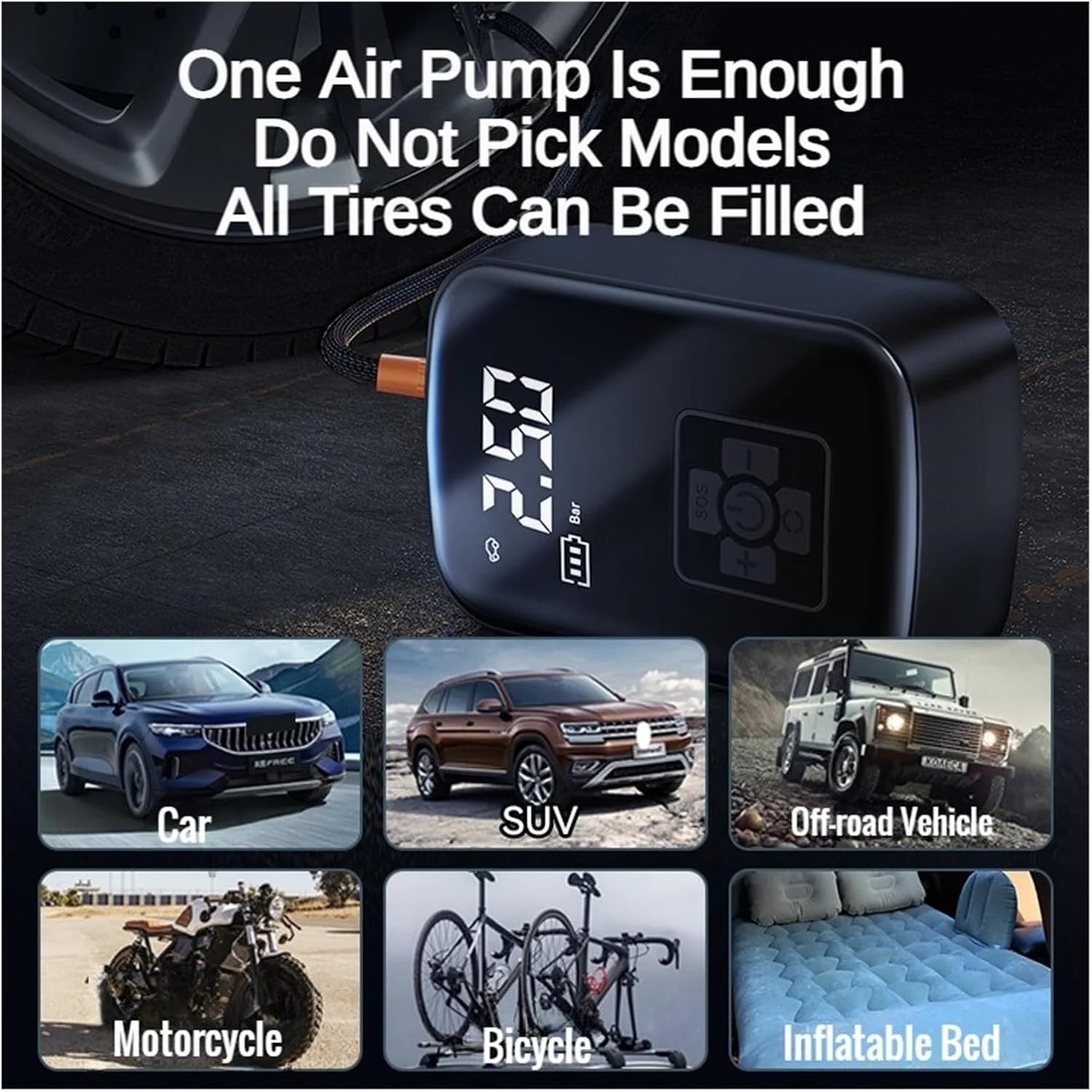 کمپرسور هوای قابل حمل برقی 150PSI برای خودرو، دوچرخه، موتور سیکلت، پمپ باد تایر (رنگ: مدل سیم دار) (مدل سیم دار) کمپرسور هوای قابل حمل برقی 150PSI برای خودرو، دوچرخه، موتور سیکلت، پمپ باد تایر (رنگ: مدل سیم دار) (مدل سیم دار)