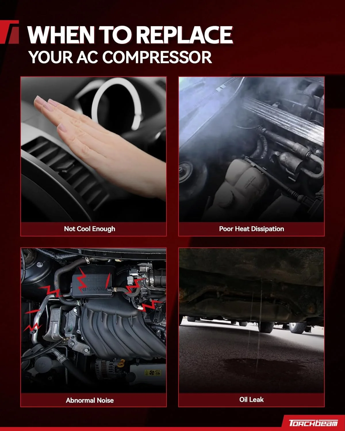 کیت کمپرسور کولر خودرو Torchbeam 198360 مناسب برای فورد Escape 2013-2016 2.0T و لینکلن MKC 2015-2016، جایگزین CV6Z19703Y, YCC363, YCC462, 274622, A74622, 140936NC, AC1207662, CO29123C